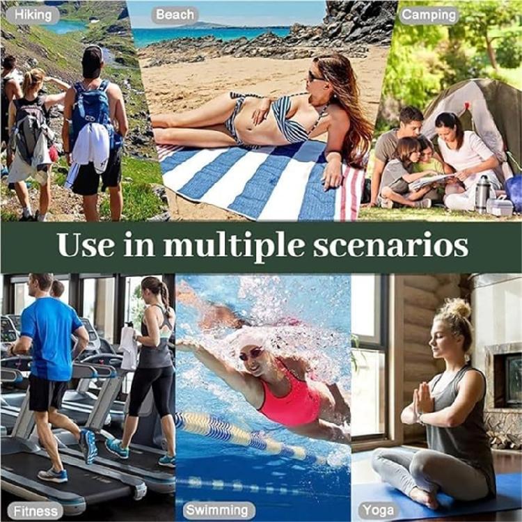 Tragbares Strandtuch mit magnetischem Verschluss, schnell trocknend, Übergröße für Camping, Fitnessstudio und Familienurlaube