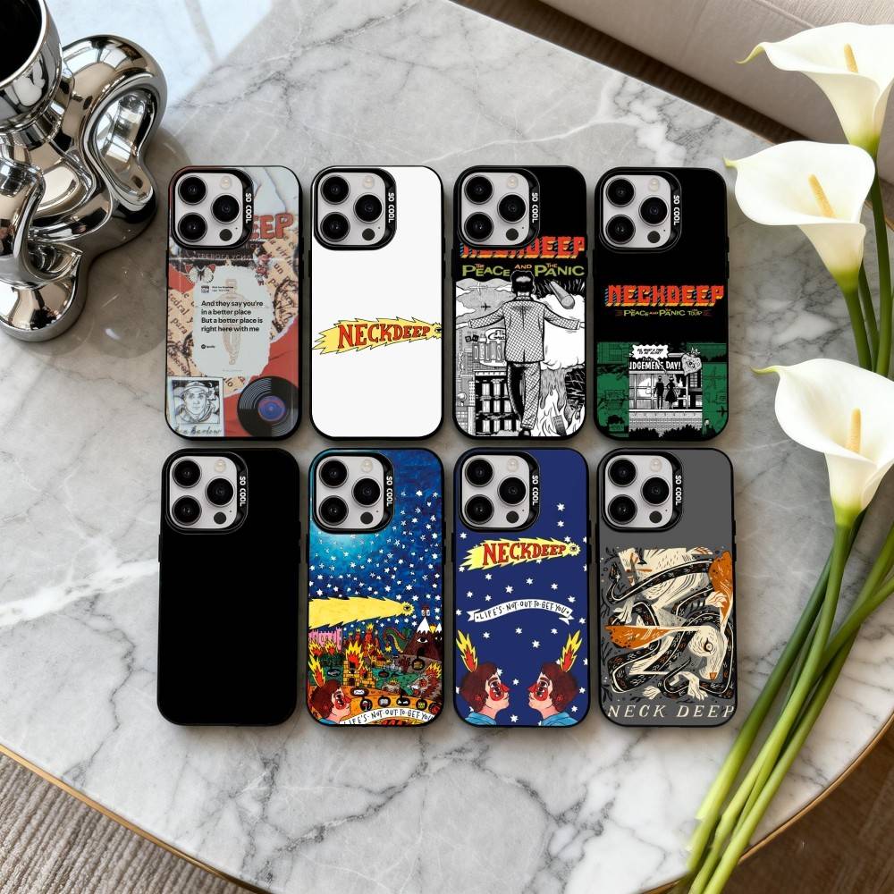 Pop-rock N-Neck D-Deep Band Phone Case For iPhone17,16,15,14,13,12,11 Plus,Pro Max Black Candy Silver Plated Cover