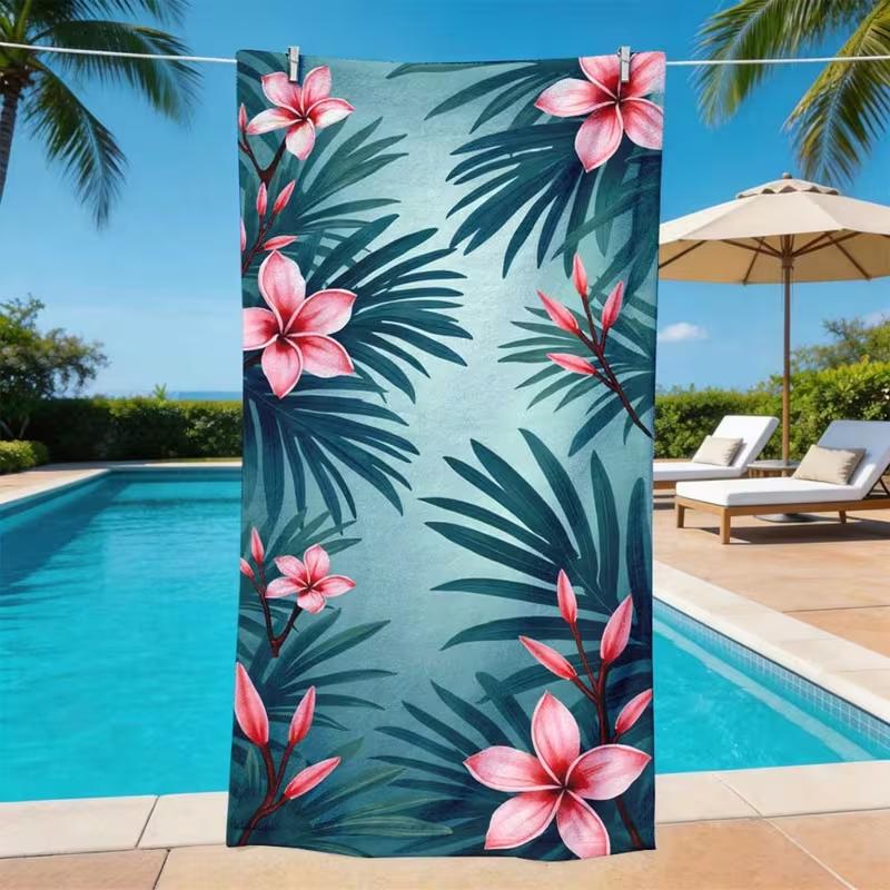 Plumeria Palm Leaf Tropical Beach Towel Quick Dry Sand Free Towel Hawaiian Style Beach Pool Holiday Essential