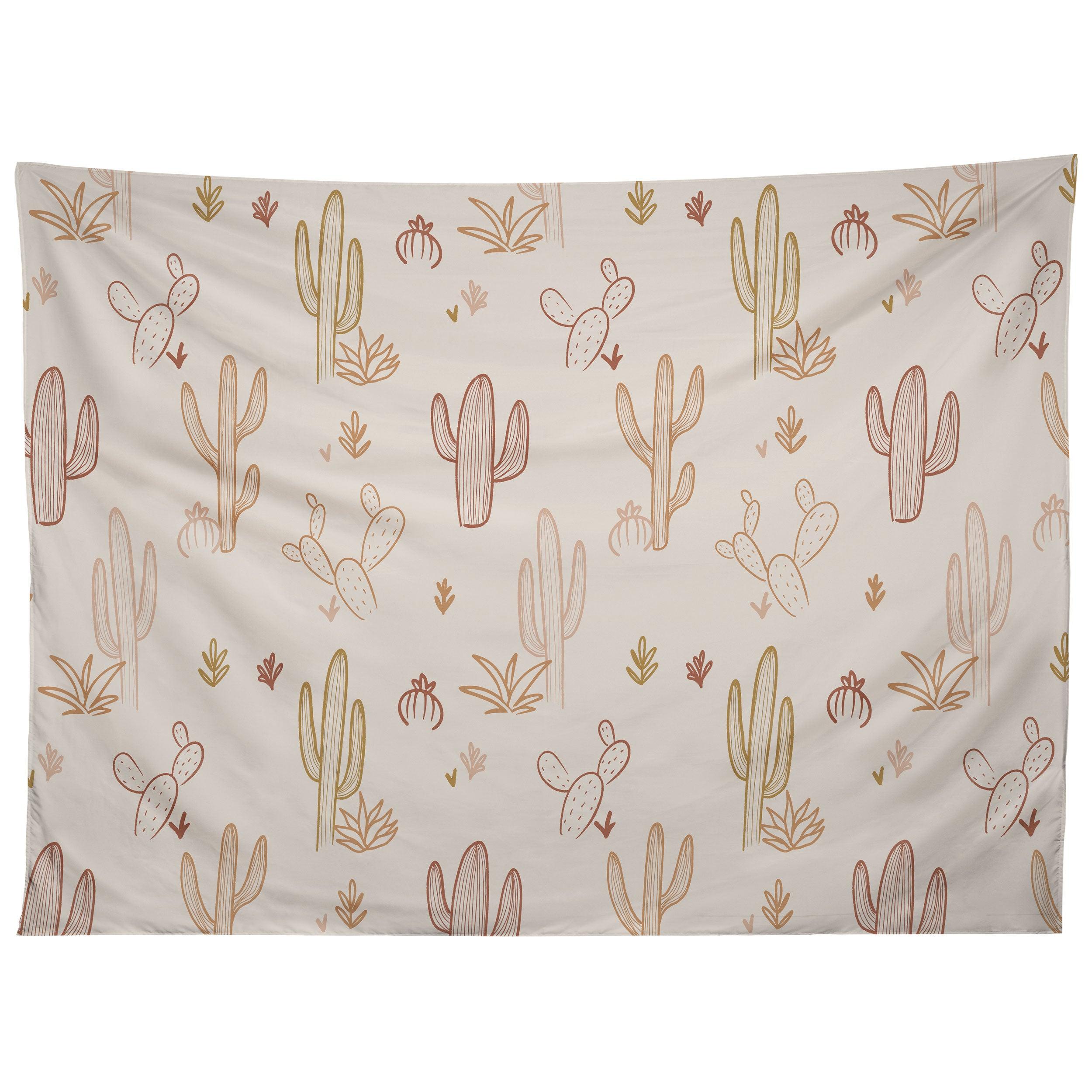 HAND DRAWN CACTUS PATTERN tapestry 75x100
