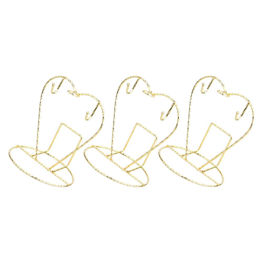 3Pcs Heart Shaped Iron Coffee Cup Holder Rust Resistant Kitchen Mug Storage Cup Drying Rack Space Saving Household Mug Organizer