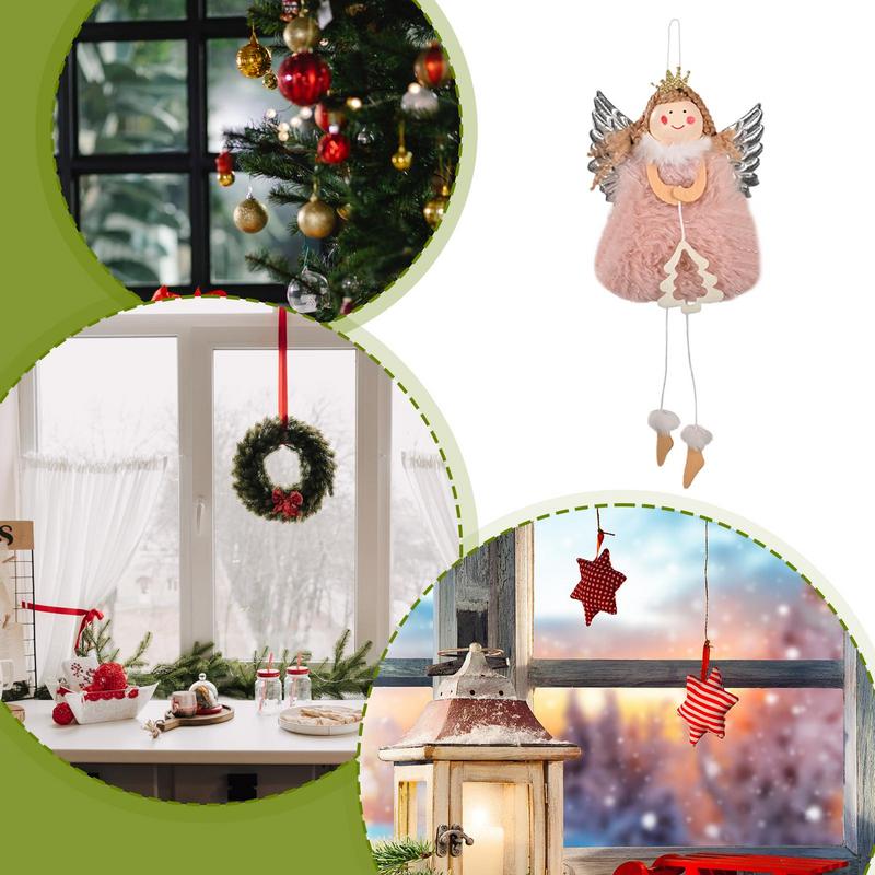 Christmas Angel Girl Doll Pendant Xmas Tree Hanging Pendants Angel Girl Plush Toy Christmas Home Decoration Kids Gifts