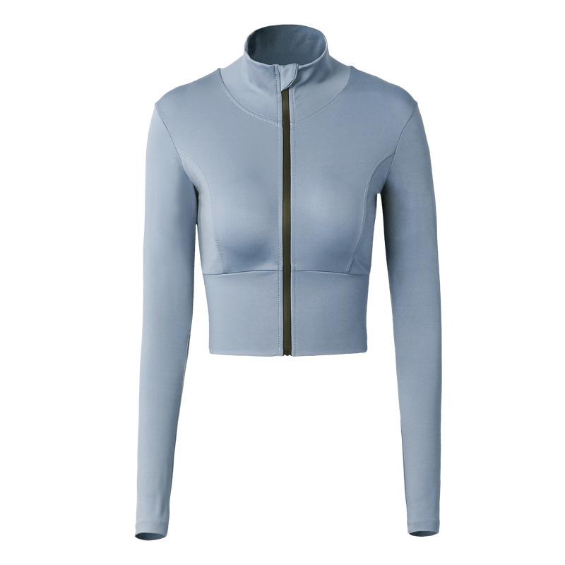 Ladies Fashion Sports Jacket Tight-fitting Sexy Workout Clothes Quick-Drying Navel Bare Yoga Top