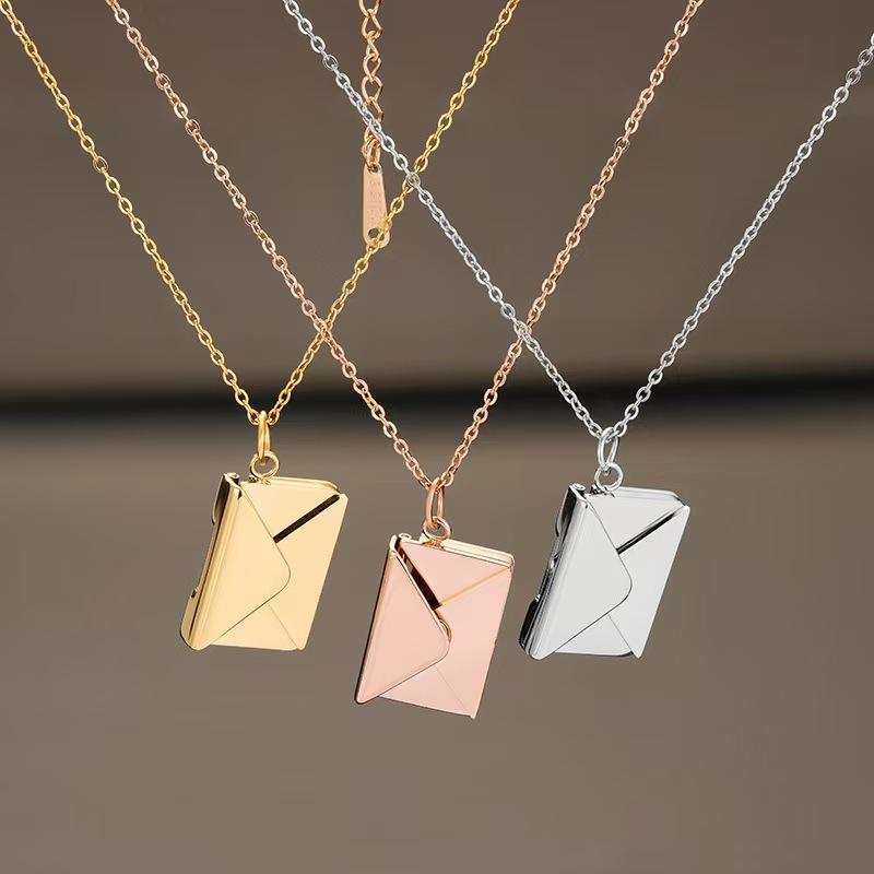 1Pcs Customized Stainless Steel Jewelry Confession Love You For Valentine Day Gift Love Letter Envelope Pendant Necklace