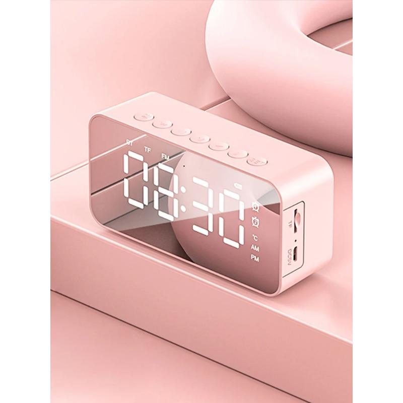 Mini ceas cu alarmă digitală cu LED-uri pentru desktop, difuzor audio wireless Bluetooth pentru telefon mobil, efect sonor stereo