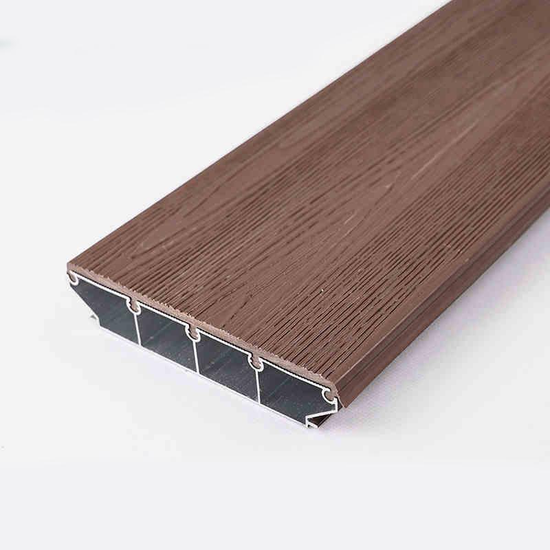 Modern Square Decking Flooring Wood Grain Aluminum with Waterproof and Anti-Slip Features for Courtyards