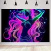 Colorful Sparkling Animals and Scenery Backdrop Coconut Tree Starry Sky Universe Banner living Room Decoration Photography Prop