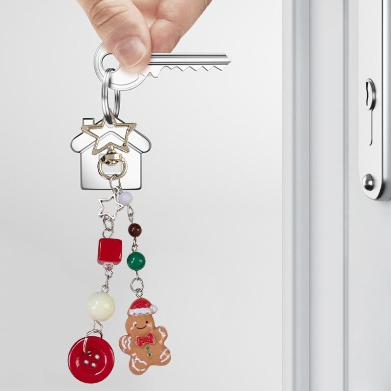 Handmade Beaded Phone Chain Camera Bag Charm Christmas Themed Pendant Keychain Stylish Women Backpack Decoration