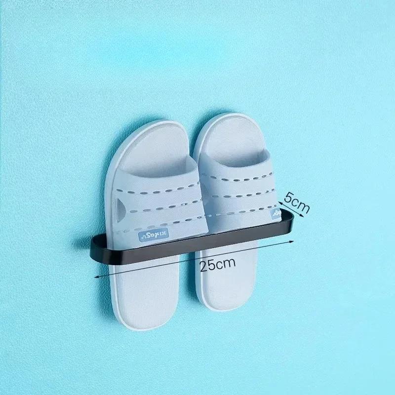 1pc High-class Aluminum Slipper Rack Wall Mount Bathroom Bedroom Shoe Hanging Holder Toilet Wall Door Towel Storage Shelf