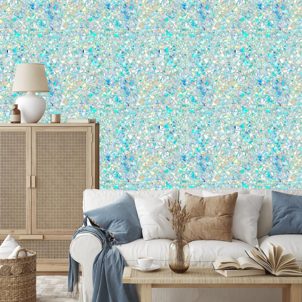 Iridescent glitter wallpaper mint and light gray 50x1000