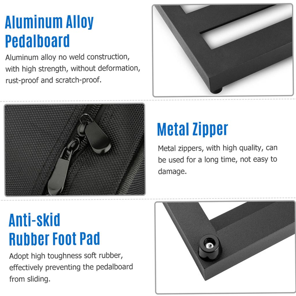 Mittelgroßes Gitarreneffekt-Pedalboard aus Aluminiumlegierung, 19,7 x 7,5 Zoll, mit Tragetasche
