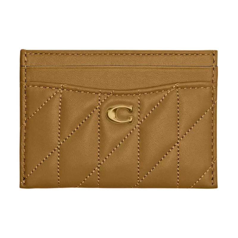 COACH Essential 10 Quilted Design Metallic Lettering Nappa Leather Card Holder Women s Muted Olive muted olive золотой