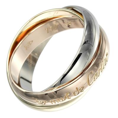 Trinity Ring 0.1" Band K18 Gold (YGxPGxWG) #4.5(US Size) 6.59g Women Used
