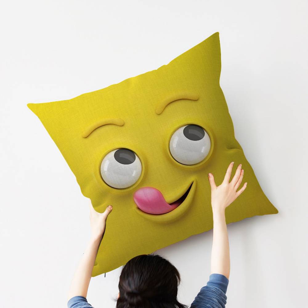CARTOON ANGRY Funny Face Eyes Maple Design Cushion Cover Happy Autumn Harvest decor Holiday Decorati Pillow Cover