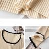 Ladies Autumn Winter Long Sleeve U Collar Color Matching Basic Pullover Knitted T Shirt Top