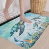 Watercolor Sea Turtle Blue Bathroom Rugs, Nautical Marine Animals Underwater Sea World Bath Rugs, Cute Bath Mats for Bathroom Shower Floor Decor, 17