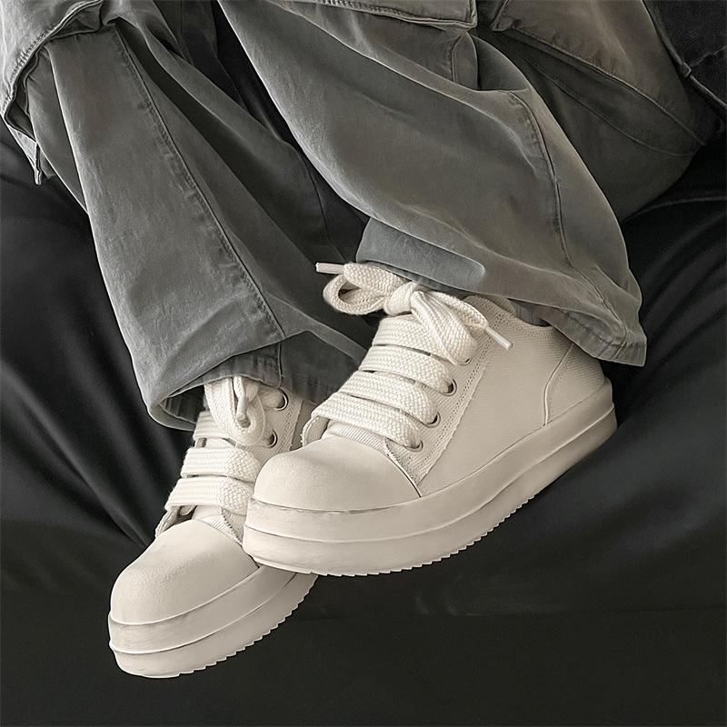Big Head Casual Canvas Shoes Thick Shoelaces Low Top Old Dirty Shoes Thick Sole Heightening Board Shoes
