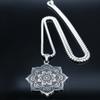 Mandala Flower of Life Stainless Steel Datura Stramonium Necklace for Women Silver Color Necklaces Jewelry Fleur De Vie N560S02