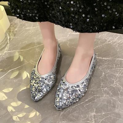 Shoes for Women 2024 Fashion Slip On Women's Flats Daily Casual Flats Women Bling Pointed Toe Soft Bottom Plus Size Shoes Ladies