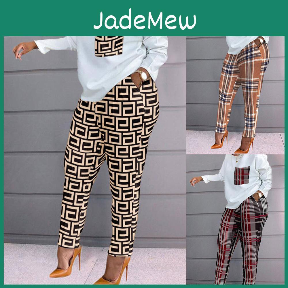 Women Fashion Casual Two Tracksuit Piece Set Print Short Sleeve Topslong Pants Suit