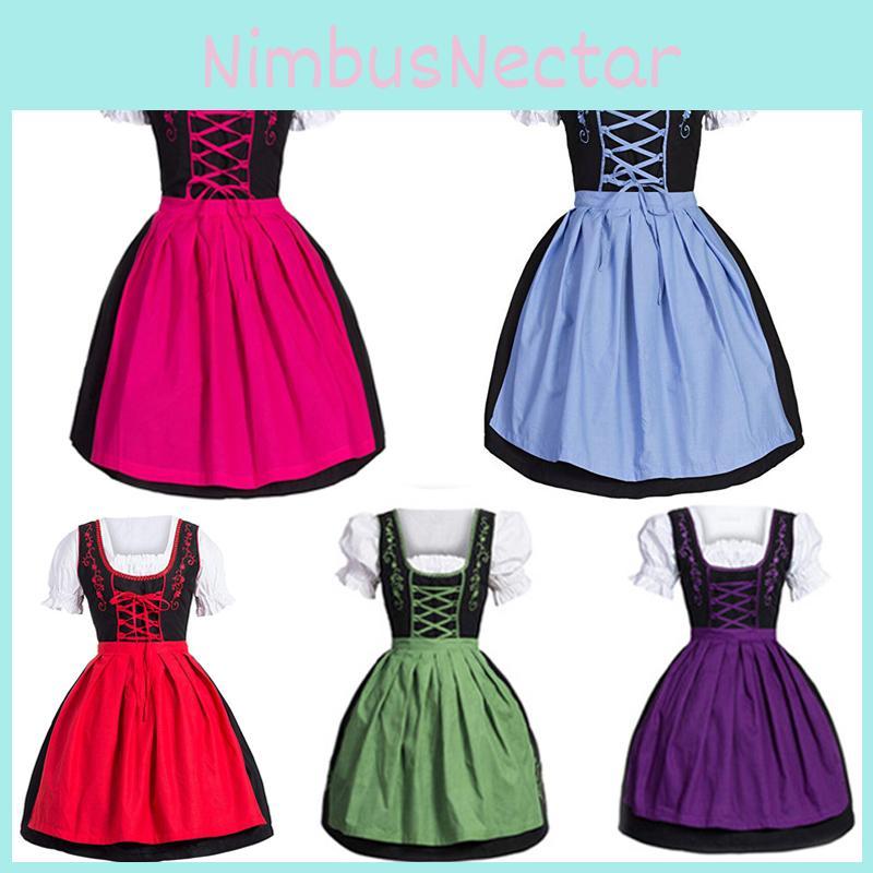 Vintage Style Bavarian Dirndl Dress For Oktoberfest And Festival Cosplay