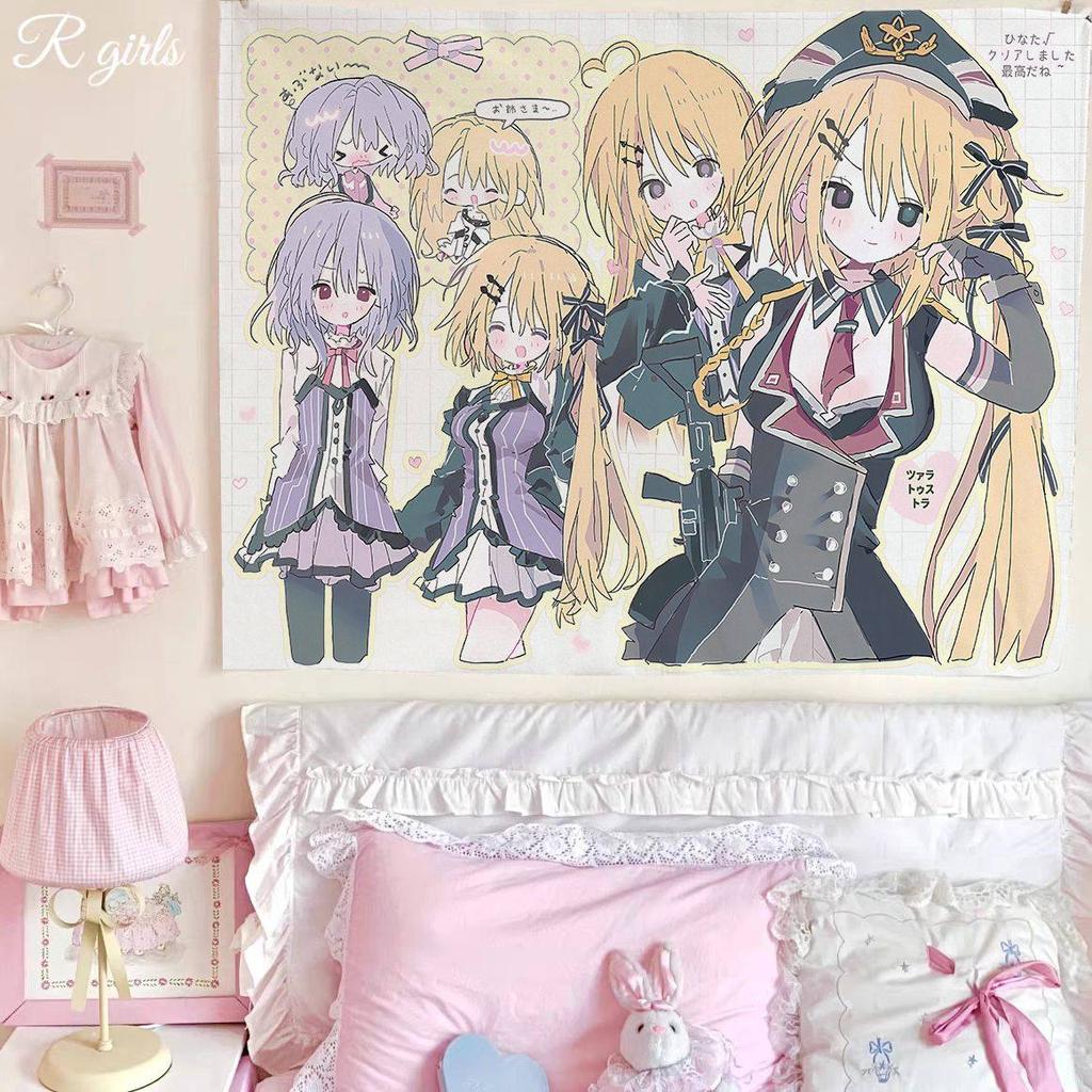 Kawaii Domácí Dekorace Závěsný Gobelín Anime Růžová Dívka Gobelín na Zeď Ložnice Pozadí Dekor Roztomilá Módní Dáma Gobelíny