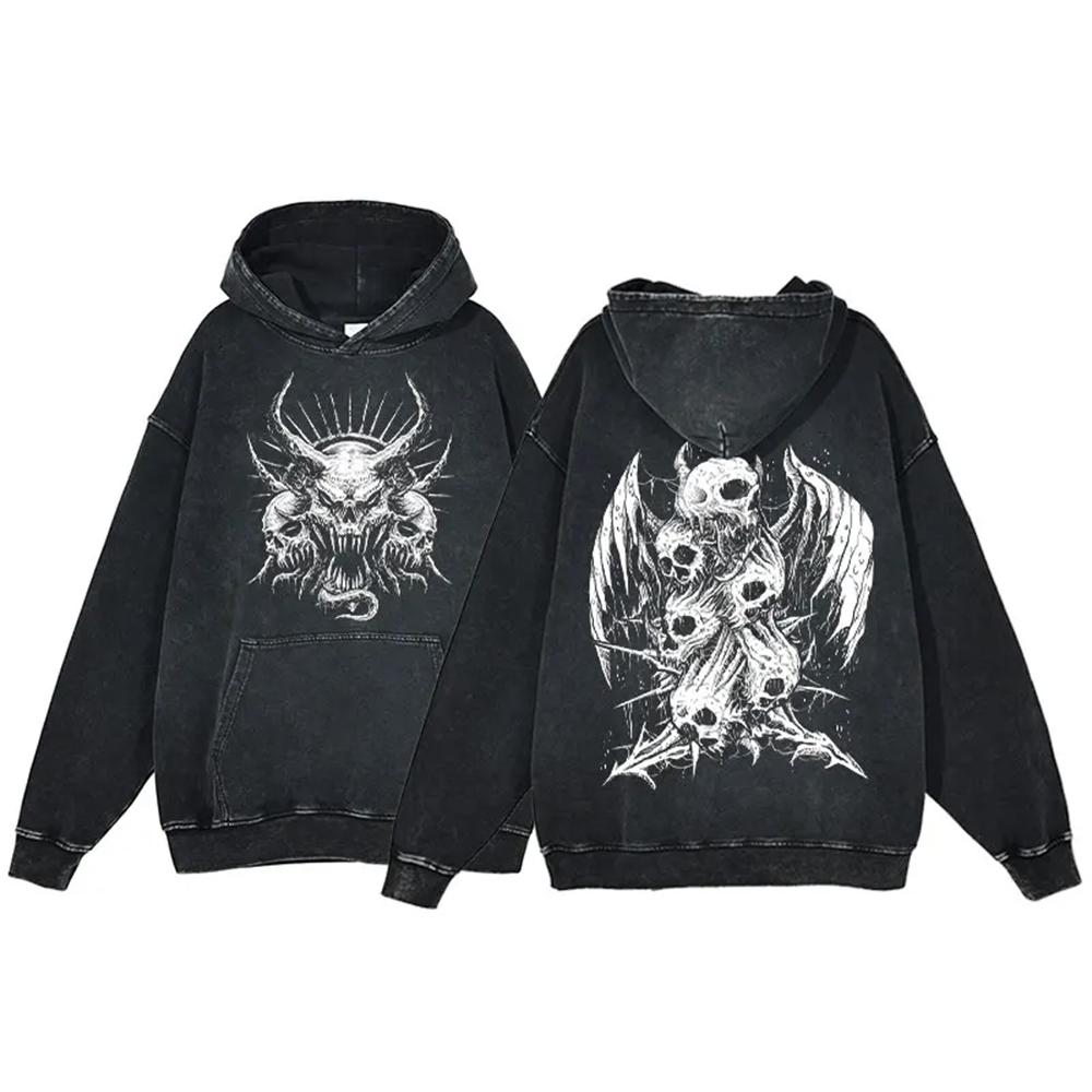 Felpe con cappuccio per bambini Y2K Anime Harajuku Gotico Stampa Teschio Felpa con cappuccio Vintage Hip Hop Manica lunga Pullover Abbigliamento Ragazzi Ragazze