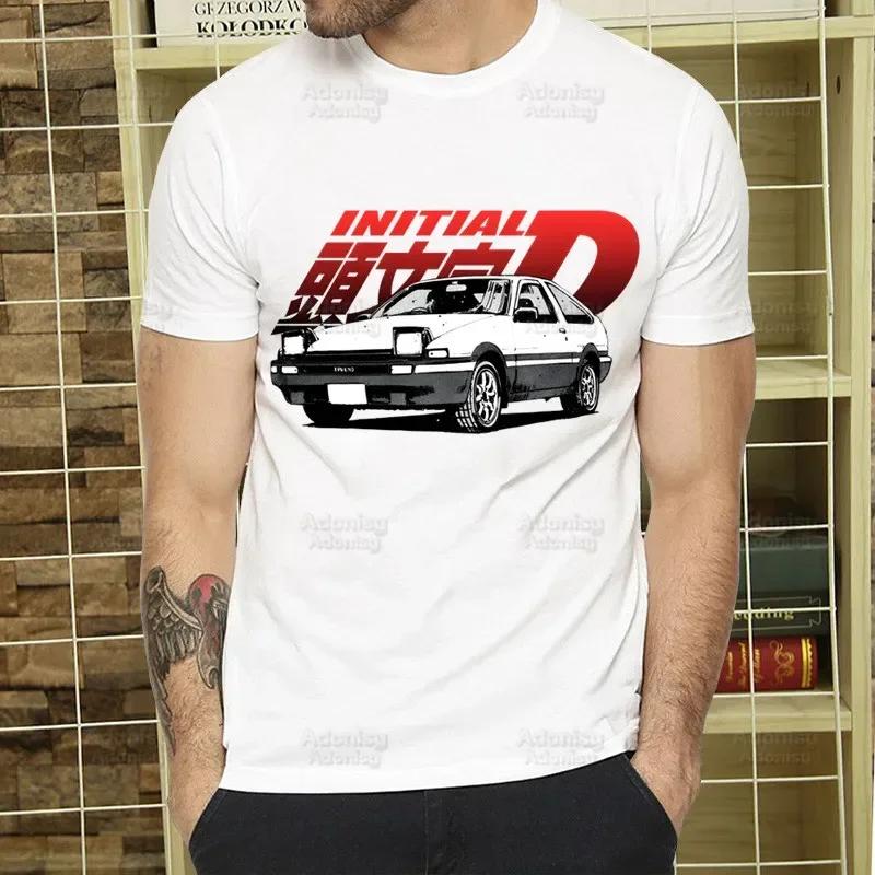 Initial D T Shirt Men Retro Washed Tops Tees Harajuku AE86 Drift Tshirt Hip Hop Male Fujiwara Tofu JDM Japanese T-shirts
