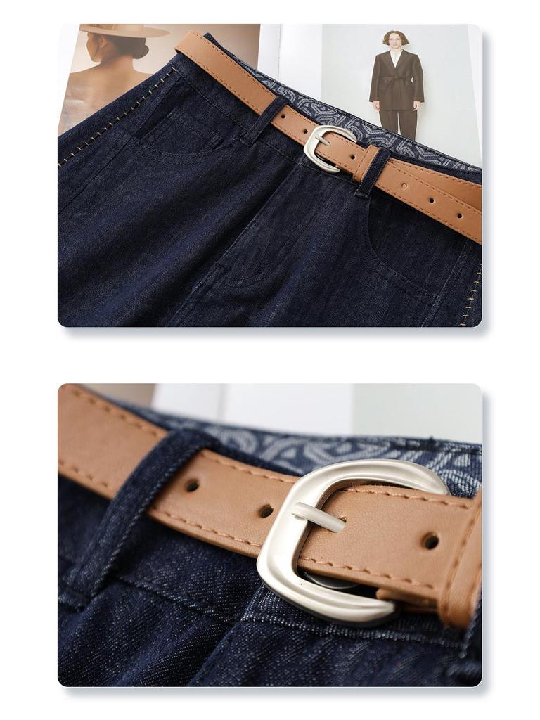 Women's Dark Blue Scimitar Jeans: New 2025 Summer Petite Nine-Point Banana Draping Harem Pants