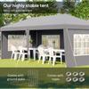 3 x 6m Pop-Up Gazebo, with Removable Walls - Grey
