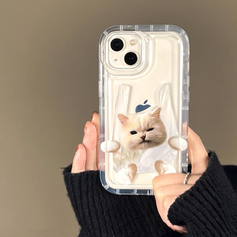 

Funny Bag Cat Pattern Clear Phone Case For iPhone 17 Pro Max 16 15 14 13 12 11 Pro Max X XR15 Plus 16E 17Air Bumper Cover iPhone 13 Pro Max