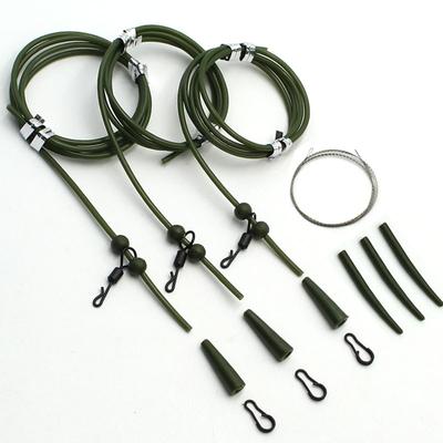 3x Pre Attrezzato Rig Tubo Elicottero Chod Hair Rigs Girevole Accessori Per la Pesca Alla Carpa Affrontare Collegamenti Leader Coda In Gomma e Line Aligner