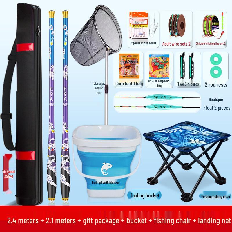 Mini Children's Fishing Rod Set with Hooks – Pocket-Sized Shrimp Rod for Kids