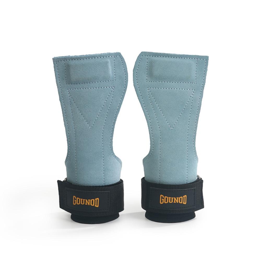 1 Pair Anti-Slip Weight Lifting Grip Pads Cowhide Fitness Gloves Wrist Pad Gym Training синий