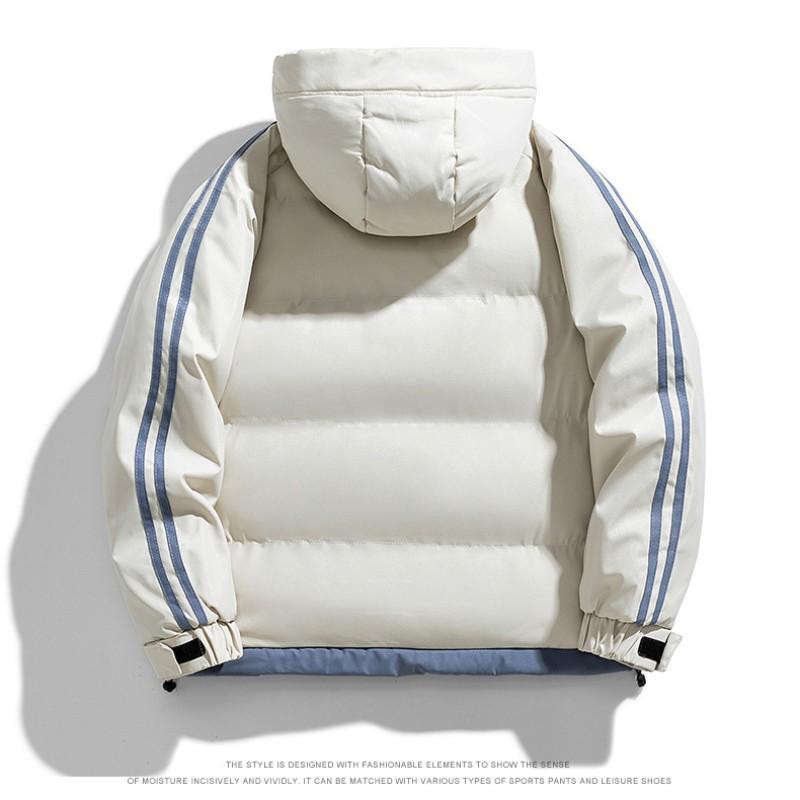 Herren Winter Wintersport Zwei Pole Baumwolle gepolsterte Jacke Koreanische Version Zauber mit dickem Hut Baumwolle gepolsterte Jacke