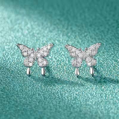 New Small Fresh Butterfly Earrings Full of Diamond Earrings Women's Simple, Small and Exquisite Sen Series Women's Earrings