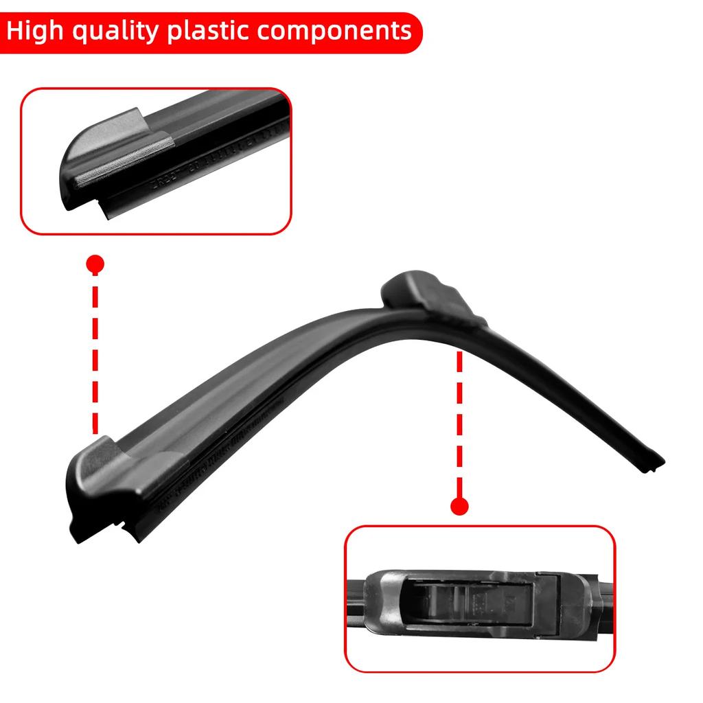 Universal U-Type Soft Rubber Frameless Wiper Blades for Car Windshields | 14''-26'' Sizes Available