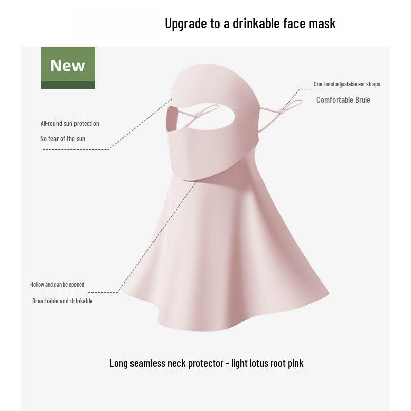 Damen UV-Schutz Gesichtsmaske: Eis-Seide, Atmungsaktiv, Sonnenschutz, Hohe Optik, Augenecken-Schutz
