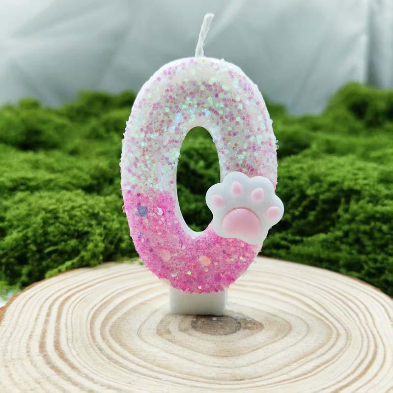 Creative Design Pink Cat Claw Digital Candle Birthday Candle Romantic Variety Specification Children's Cake Decoration Ornaments