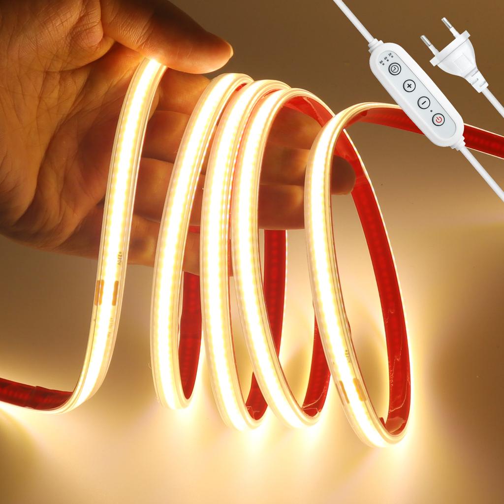 AC 220V COB LED Strip Timing Dimmable 3000K 4000K 6000K Warm White for DIY Home Decoration Waterproof Flexible Ribbon Light