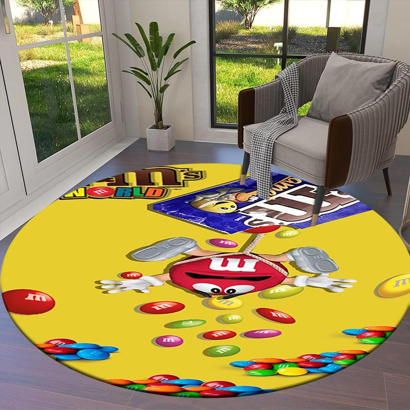 M&M's Round Area Rug,Carpet Rug for Living Room Bedroom Sofa Playroom Decor,Non-slip Floor Mat