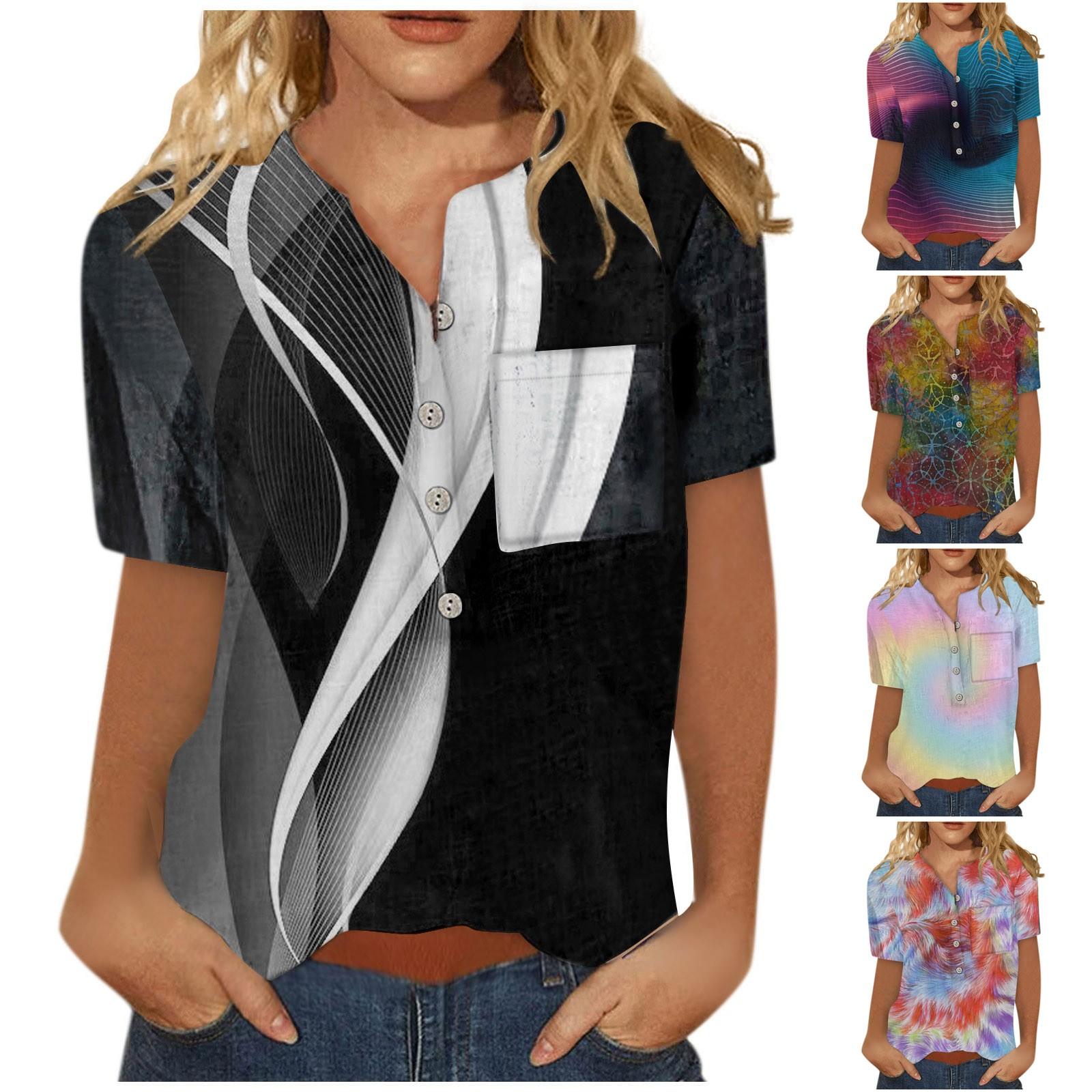 

Женские летние повседневные модные хлопковые льняные женские рубашки с короткими рукавами и принтом, топы