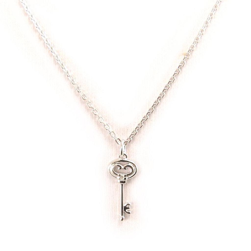 Altesse [L0158] - White Silver 'Key of Mysteries' Necklace
