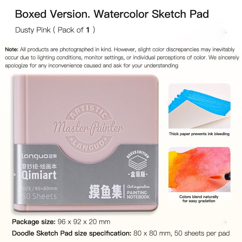 Mini Drawing Books 50Sheets Languo Square Watercolor Sketchbook Thick Paper Drawing Painting Paper Work Relaxation Art Supplies