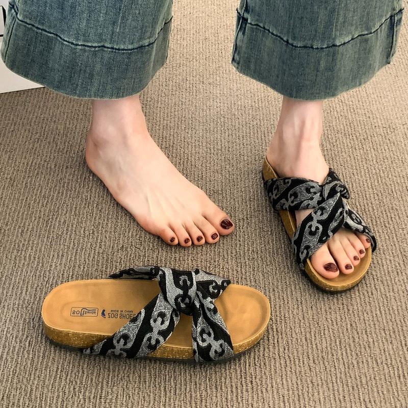 Fashion Shoes Low Rubber Rome Fabric Hoof Heels PU Low Shoes Hoof Heels Fabric Rome PU