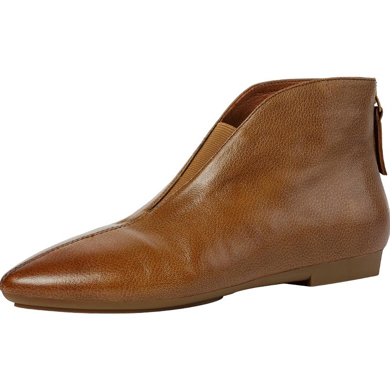 

Мода 2025 Новые осенние ботильоны из натуральной кожи Женская обувь Острый носок Застежка-молния Современные ботинки Низкий каблук Ботинки челси Женская обувь 38