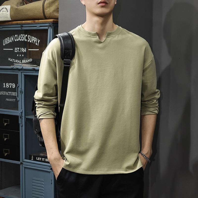 

Осенний высококачественный мужской свитер с V-образным вырезом, свободная и плотная однотонная рубашка, американский повседневный топ 4XL зелёный