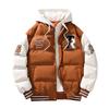Herren Winter Fake Zweiteiler Kapuzenjacke Buchstaben bedruckt Brotwäsche