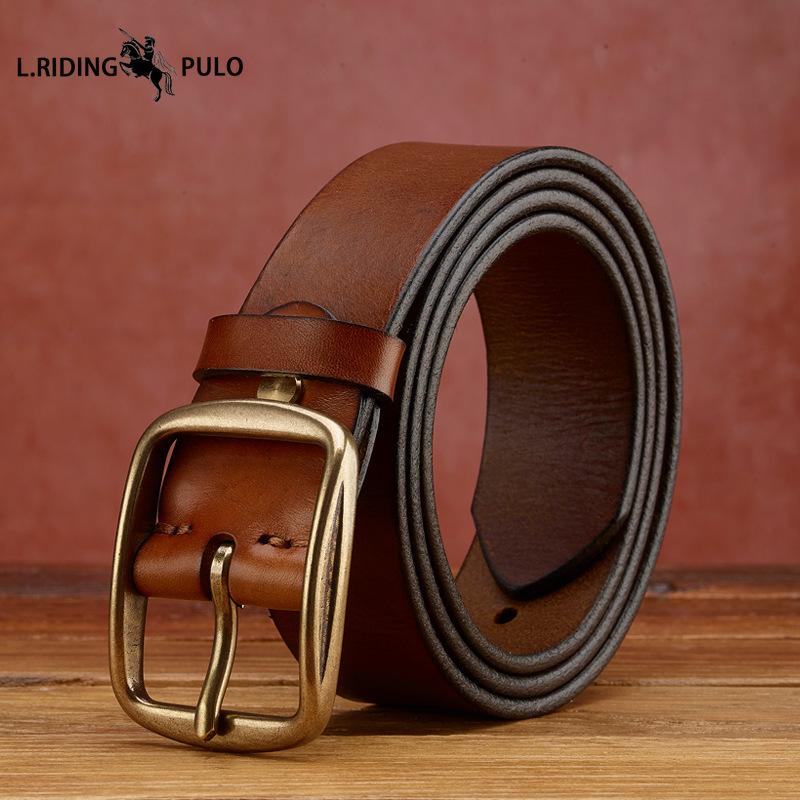 Genuine Leather Handmade First Layer Cowhide Belt Men's Retro Casual Personality Trendy Korean Version of The All-match Men's Jeans Belt