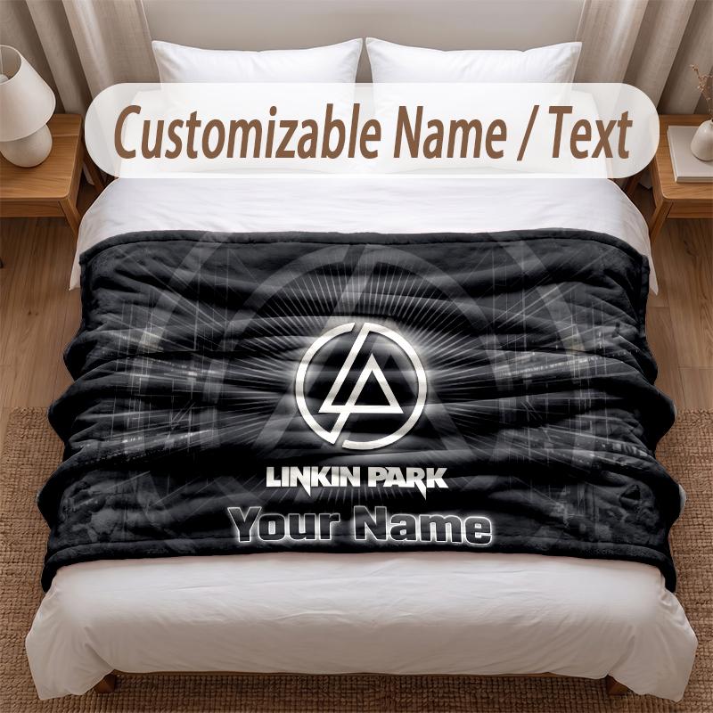 Linkin Park Printed Flannel Blanket Custom Name Text Soft Warm Throw For Bedroom Holiday Gift